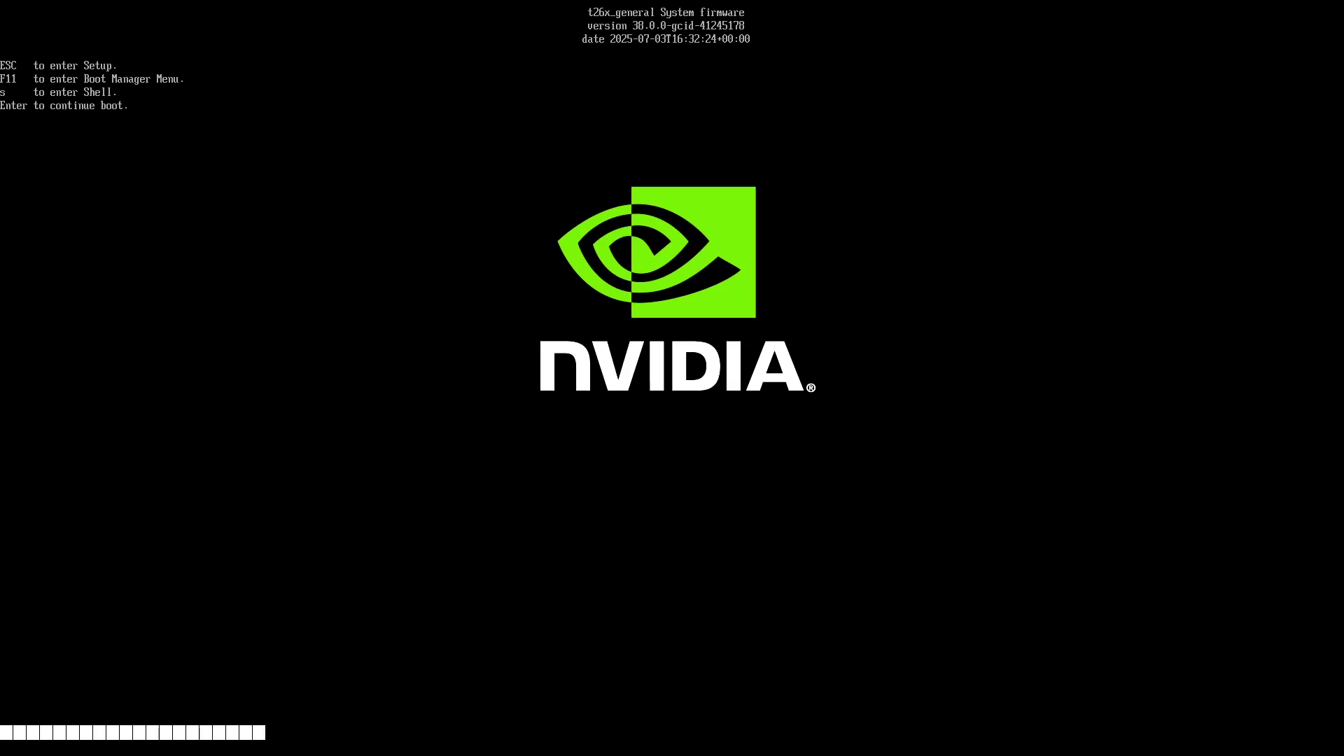 UEFI firmware update screen right after Jetson ISO installation