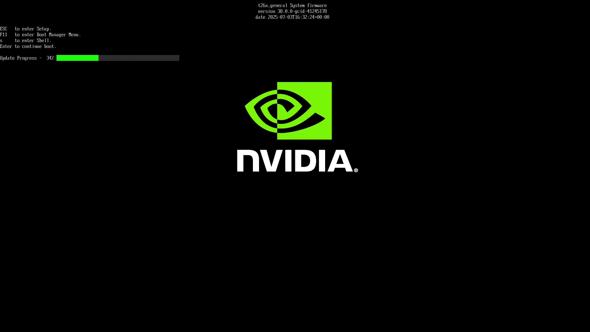 UEFI firmware update screen right after Jetson ISO installation