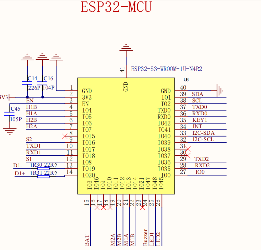 Current ESP32-S3 pin assignment in the schematic