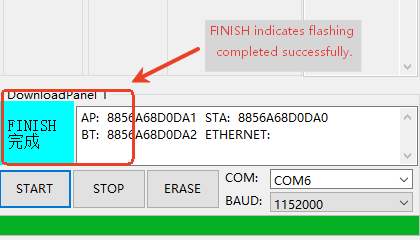 Flashing complete interface